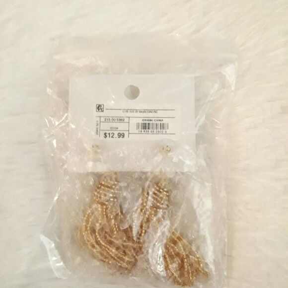 SUGAR FIX "Polished Beaded Tassel Earrings" (Gold) ~ NEW!!! - Picture 6 of 6